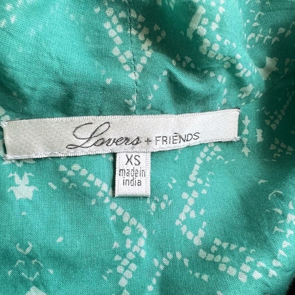 Lovers + Friends Sz XS Get Down Teal Green V Neck Faux Wrap Blouse Long Sleeve - Picture 6 of 11